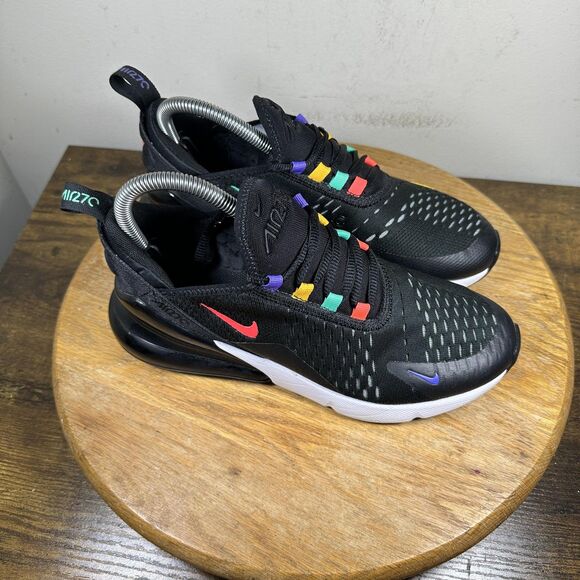 Nike Air Max 270 Shoes Womens Size 7 Black Multi Color Athletic CJ6960-001 - Picture 1 of 8